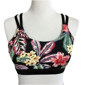 MINKPINK Move Sports Bra Multi Color Hawaiian Floral Padded Strappy Back